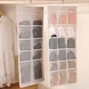 Förvaringspåsar vägg hängande bh påse garderob underkläder arrangör multifunktionella strumpor stor kapacitetsgitter