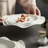 Creative Folding Plate Restaurant Gourmet Decoration Servering Tray Dinner Steak Dessert Cake Kitchen Ceramic Table Seary 240508