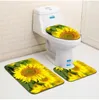 浴室のためのバスマットマット花柄の花柄のトイレカーペットのふたカバーセットシャワールームの敷物