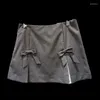 Spódnice Prepomp 2024 Letnie przybycie podwójne łuki linia szara krótka mini spódnica kobiety GP698