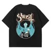 Herr t-shirts nya spökband t-shirt kvinnor överdimensionerade mode coola london sångare fans sommar kort slve tryck rock vanlig svart ts t240506