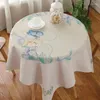Table Cloth Spring Floral Linen Holiday Party Decoration Washable Coffee Cover For Kitchen Decor