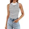 Frauen Tanks Sommer gestreifte Panzer Frauen Schlankes Strick -Camisol -Ernte Tops weibliche Körperkon -Strick -ärmellose Kurzfemme -T -Shirts