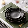 Assiettes Black Frost Steak Plate de 8 pouces carré Gold Gold Border Western Dining Restaurant Italien Pasta Table Voleille