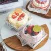 Present Wrap 25Sets 4Inch Packing Box med Clear Lid Wedding Party Mousse Cake Food Transport Pet Decoration Bakning Tillbehör