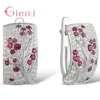 Orecchini a cerchio Personalità creativa 925 Sterling Silver Cubic Zircon Plum Blossom Full Rhinestone Fashi