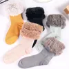 Chaussettes féminines harajuku fausse fourrure furry hiver chaud épaississeur de coton chaussette de coton mate