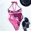 Costumi da bagno femminile sexy stampato colorato da donna da donna un pezzo da nuoto femminile da bagno ad alta costume da bagno con la schiena monokini k3157