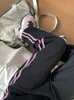 HOUZHOU Pink Striped Sweatpants Women Preppy High Waist Loose Casual Trousers Korean Fashion Kpop Streetwear Wide Leg Pants 240508