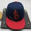 Top prêt à l'emploi STL Navy Blue Fited Hats Man Cool Baseball Caps Capes Adult Flat Peak Hip Hop Lettre ls Cap ajusté Men Femmes Full Full Close 9248970