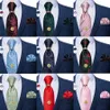 Neck Tie Set Red Green Pink Blue Paisley Luxury Silk Ties for Men with Handkerchief Cufflinks Tie Tack Chain Business Party Accessories Gift