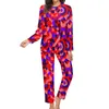 Slembe-Slembear Geo Print Pyjamas Automne Automne Résumé Géométrique Art Loissine Oversize Nightwear Femmes Long Manche Conception de maison Elegant Home