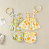 Ensembles de vêtements Summer Kid Girl Robe Ensemble avec PP Shorts mignons Robes de bébé Vêtements Sling Toddler Party Beach Tutu Holiday Children Suit