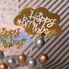 Festliga leveranser 10st 30 st guld silver lasermoln ballong "Grattis på födelsedagen" 3D Cake Topper Party Wedding Decoration Dessert