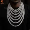 Lifeng Jewelry 10 mm hommes femmes Collier de chaîne cubaine VVS Moisanite Hiphop Silver Diamond