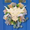 Dekorative Blumen Urlaub Home Spring Bullenkopf geformt Girlande Anhänger Dekoration Yard Tür Multi -Szene beleuchtet Kranz