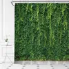 Rideaux de douche printemps feuilles vertes natures jardin vigne plante de feuille de feuille suspendue en tissu de salle de bain set décoratif avec crochets