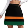 Jupes noires orange vert stripe mini jupe jupe pour femmes vêtements 2024 Arrivées