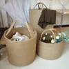 Handmade woven plant basket laundry storage basket decorative basket straw and willow strips Rattan Seagrass garden flowerpot storage basket 240510