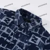 xinxinbuy erkek tasarımcısı tee te tişört 2024 İtalya mektup jacquard yok edilmiş denim kumaş roman setleri kısa kollu pamuklu kadınlar beyaz siyah mavi s-x