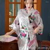 Decken Bademantelkleid Chinesische Frauen Lange Robenabdruck Blume Peacock Kimono Braut Brautjungfer Hochzeit Roben sexy Nachtwäschedecke Decke