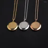 Colliers pendants 1pc Collier de médaillon rond en acier inoxydable pour femmes hommes Open VILLABLE FASHIE BIELLES ACCESSOIRES