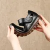 Casual Shoes Middle Aged Mom's Soft Sole Women's Comfortable Genuine Leather Cow Tendon Bottom Hollow Flat Sandals