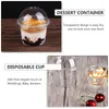 Одноразовые чашки соломинка Комбо -тарелка салат крышка 250 мл прозрачные Diy Dessert Accessories Go Пищевые контейнеры крышки