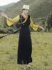 Etnische kleding draperen - lente/zomer damesrode rok satijnen jurk Chinese gewaad