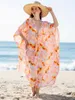 Boho Retro Rose Floral Print Swimsuit Cover Up Up 2024 Half Mancheve Summer Sorting Bikini Cardigan Holiday Long Beach Robe Kimono