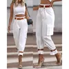 Women's Pants 2024 Spring Summer Clothing Contrast Color Belt High Waist Casual Versatile Trousers