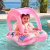 Baby Schwimmen Schwimmflocken mit Sonne Baldachin Kleinkind aufblasbare Schwimmringpool Spielzeug für 05y Sitz Kinder im Freien Wasser Spaß 240510