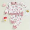 Ensembles de vêtements Kupretty Born Baby Girl Fall Tentifiée Fleur Fleur à manches longues Pantalons Sweatshirts 3 6 9 12 18 24 mois Cadeaux