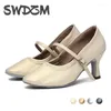 Sapatos de dança Swdzm Meninas modernas dançando salão de baile latino para sola macia de salto alto 3,5/5/7.5cm