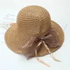 Wide Bim Hats Women Bowknot Strohhut Sommer Strand Reisen Visier Große Diskette Sonnenschutzmütze Urlaub