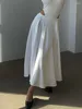 スカートサテンロング女性秋のハイウエストマキシレディースルーズアインラインスカートファッションホワイトスリムストリートウェアジュペフェム