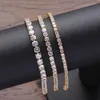 NOUVEAU BRACEULET DE TESTER DIAMAND PASS PASS 3 mm 4 mm 5 mm en laiton Zircon Tennis Bracelet Hip Hop Bijoux Gold Sier Men CZ Bracelet Iced Out