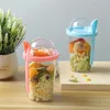 Dinnerware Plastic Cup Reusable Double Layer Up And Down Fresh Colors Modern Style Lunch Box Oat Wet Separation Salad