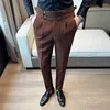 Herrenhosen Spring Pantalones hohe Taille Waffel Business Casual Anzug für Männer Kleidung schlanke formale Verschleißhose Y2K Koreanisch