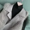 Kadın yelekleri 2024 sahte kürk yelek ceket kadınlar yaka kolsuz toka ince pu deri dış giyim peluş tek parça ceket yelek gilet sıcak