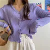 Malhas femininas decote de gelo de gelo de gelo curto Cardigan Mulheres da primavera Summer coreano Loja de manga longa de vestuário 5 cores