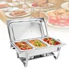 BYMAOCAR 3 PAN VOEDSEL WARMER roestvrijstalen buffet Set 1*Water Pan3*Voedselcatering met dekselvouwbare standaard voor Elsbrunches 240511