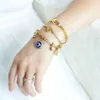 High Jewelry Bracelets and Bracelets Exaggerated Multi-Style Hanging Small Keys Blue Eye Stainless Steel Gold Bracelet