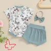 Roupas de roupas nascidas roupas de bebê com borboleta estampa floral bodyper bloomers bloomers shorts touch de bandeira retro roupa infantil