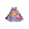 Abiti da ragazza Summer Outfit NABINA BAMBINI A-LINE All-Over Cartoon Stampato con abbottonatura senza maniche per bambini Sweet Skirt 2-8yr