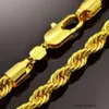 Hip Hop 24 polegadas Mens Colar de corrente sólida Colar de corrente amarela preenchida com declaração de jóias de jóias de jóias 7mm de largura