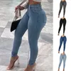 Damen Jeans Jeans Jeans Hosen Button Reißverschluss Butt-Lifting-Taschen dünne reine Farbe Schrumpfen resistente Frauen für Büro