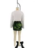 Werk jurken Casual Lounge 2-delige sets voor damesletter afdrukken met lange mouwen mini shirt top camouflage elastische taille korte a-lijn rok