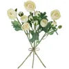 Dekorativa blommor av 6 grädde Ranunculus Artificial Floral Sprays 21 "