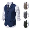 Coletes masculinos de colete marrom vintage single single bastted spryt brand casat formal colar vestido de colarinho smoking